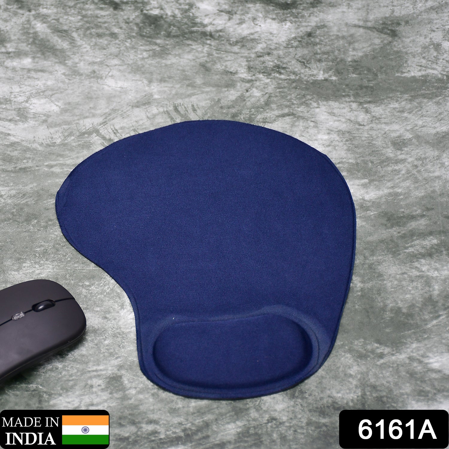 Mouse pad with wrist support, angled view Mouse pad with wrist support, angled view
